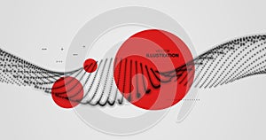 Wave with connected dots. Connection structure. Wireframe vector illustration.