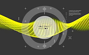 Wave with Connected Lines and Dots. Glowing Grid. Connection Structure. Vector Illustration.
