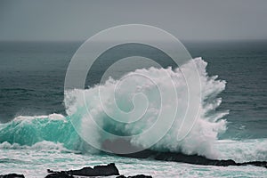 Wave crashing on rock