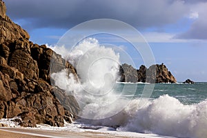 Wave Crashing on Rocks Cornwall England