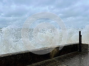 Wave crashing at Selsey Beach West Sussex