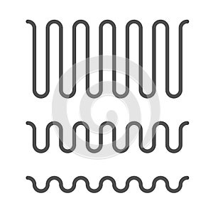 Wave curve line pattern icon vector or water ripple zigzag graphic, snake shaped stroke wavelet or string wrinkle seamless flow,