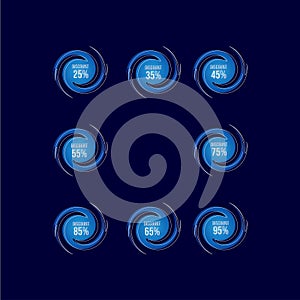 Wave Discount Set Sale Vector Design