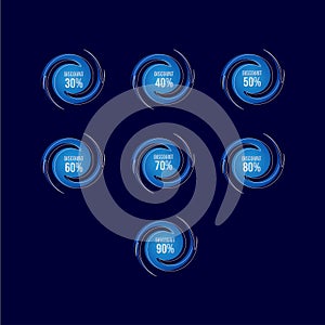 Wave Discount Set Sale Vector Design