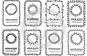 Wave Doodle Frame and Borders Vector Editable Hand Drawn Elements and Shapes