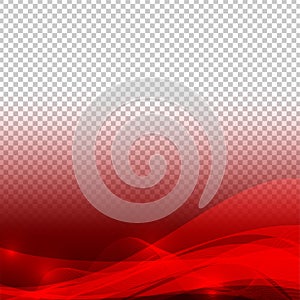 Wave elements red color abstract vector with transparent background