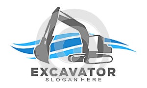 Wave excavator symbol logo design