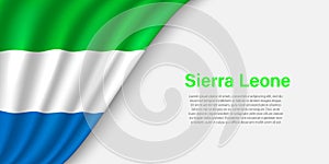 Wave flag of Sierra Leone on white background
