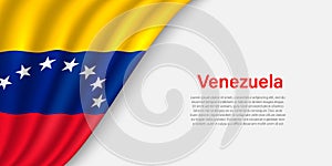 Wave flag of Venezuela on white background.