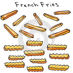 Wave Form French Fries. Fried Potato. Figure Knife Cuts of Potato Vegetable. Carved Cooking Ingredient, Fast Food or Street Food C