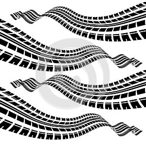 Wave form tire track silhouettes set