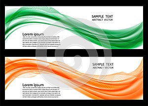 Wave green and orange transparent abstract on white background with copy space, vector illustration for your banner