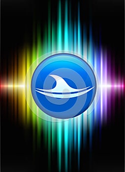Wave Icon Button on Abstract Spectrum Background