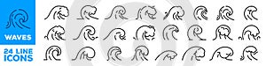 Wave icon. Wave icon set. Linear style. vector