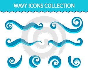 Wave icons and simple swirls