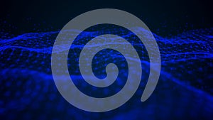 Wave of interlacing points and lines. Abstract background. Technological style for science.3d rendering