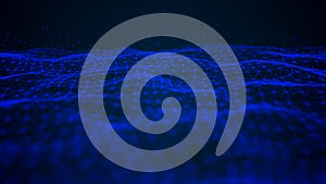 Wave of interlacing points and lines. Abstract background. Technological style for science.3d rendering