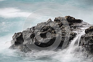 Wave And Lava Rocks Long Exposure, La Palma