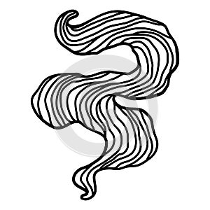 Wave line curl. Monochrome stripes black and white texture. Wavy abstract hair.