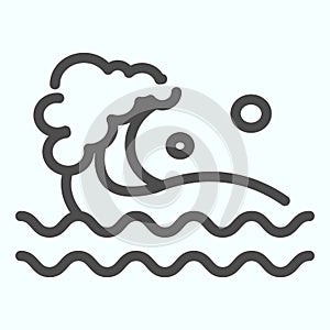 Wave line icon. Water waves splash illustration isolated on white. Sea Wave Logo outline style design, designed for web