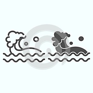 Wave line and solid icon. Water waves splash illustration isolated on white. Sea Wave Logo outline style design