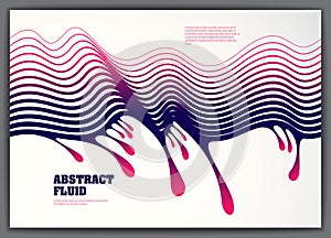 Wave lines fluid vector abstract background. 3d dynamic stripes motion art. Lined texture, dynamic surface, curve lines, flow
