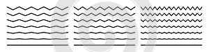 Wave lines, vector wavy zigzags and squiggly pattern lines. Vector curvy black squiggles and curvy underlines set photo