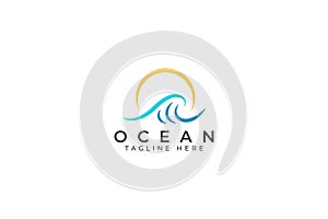 Wave Ocean Beach Logo Abstract Illustration Nature Fun Surfing Summer