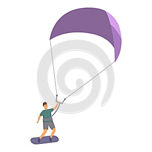 Wave ocean kitesurfing icon cartoon vector. Dynamic wave ocean