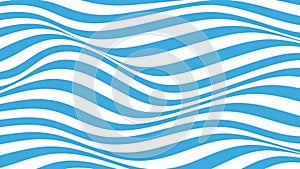 Wave of optical illusion. Abstract blue and white lines and stripes.Horizontal pattern or background with wavy
