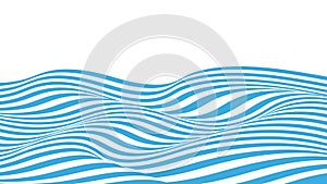 Wave of optical illusion. Abstract blue and white lines and stripes.Horizontal pattern or background with wavy