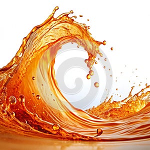 Wave of Orange Water isolated on white background