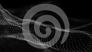 Wave of particles. Abstract background with a dynamic wave. Big data. 3d rendering