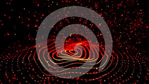 Wave of particles. Abstract current wave surface of ring circumferential lines. Abstract fire background with a dynamic wave. Big photo