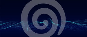 Wave of particles. Digital wave background concept. Abstract technology background. Big data visualization. Vector illustration