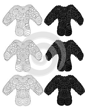 Wave pattern for back tattoo design for printing on paper. photo