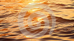 Wave patterns Rippling water under golden sunset hues.AI Generated