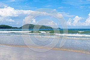 Wave at Phuket beach, Andaman Sea at noon in Thailand. Nature sky background