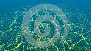 Wave of points and lines. Abstract background with dynamic wave. Dots in space. 3d rendering