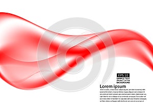 Wave red transparent abstract on white background with copy space, vector illustration EPS10