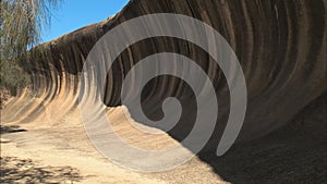 Wave rock in western australia panning shot