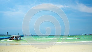 Wave & Sand beach background , holiday or relax in summer concept