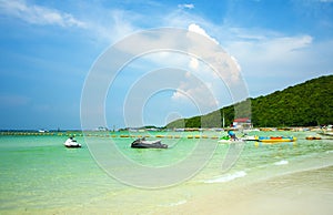 Wave & Sand beach background , holiday or relax in summer concept