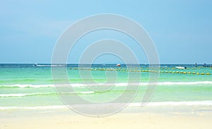 Wave & Sand beach background , holiday or relax in summer concept..