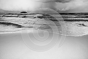 Wave on the sand beach Monochrome tone
