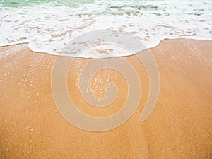 Wave on Sea Beach at Coast Splash Water Texture on Sand,Tropical Nature Shore for Tourism Relax Vacation Travel Summer Holiday,