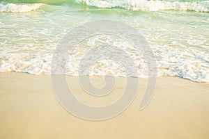Wave Sea on Sand Beach Background Tropical Summer Nature Seascape,Shore Water at Coast,Spash White and Smooth Wave of Blue Ocean