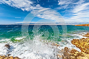 Wave on sea at Vir island in the Zadar County of Croatia