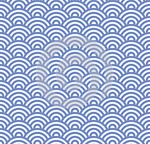 Wave Seamless Blue Pattern. Vector