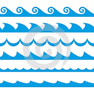 Vlna sada. vlny bezešvý vzor. dekorace šablona z more a oceán vlny. vektor ilustrace 